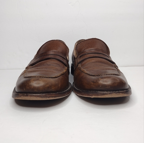 Frye John A. Men's Brown Leather Round Toe Office Slip On Penny Loafers Size 10 - Picture 5 of 16